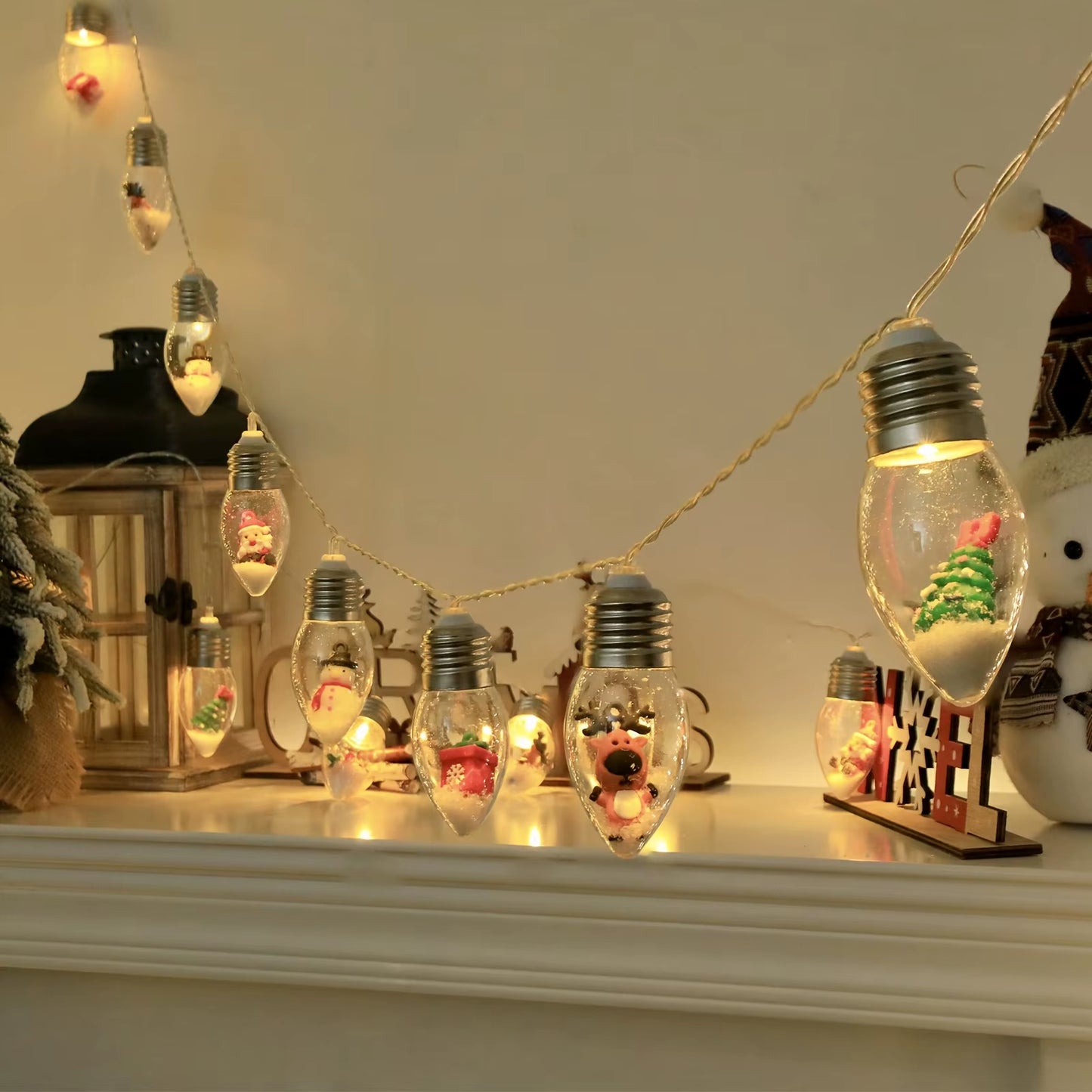 Enchanting 10LED Snow Globe Fairy Lights - Ideal for Festive Christmas Decor & Holiday Gatherings, Indoor/Outdoor Versatility