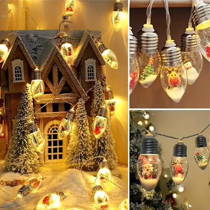 Enchanting 10LED Snow Globe Fairy Lights - Ideal for Festive Christmas Decor & Holiday Gatherings, Indoor/Outdoor Versatility