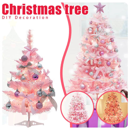Stunning 60CM Pink Pointed Artificial Christmas Tree with Lights - Perfect Holiday Decor for Your Home!
