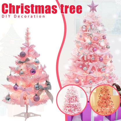 Stunning 60CM Pink Pointed Artificial Christmas Tree with Lights - Perfect Holiday Decor for Your Home!