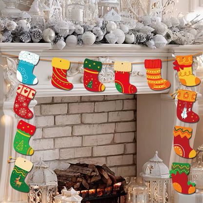 12Pcs Creative Christmas Stocking Hanging Decorations for Festive Party & Tree Scene