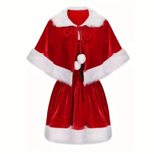 Enchanting Winter Christmas Elf Dress with Cape - Ideal for Holiday Parties & Festive Celebrations