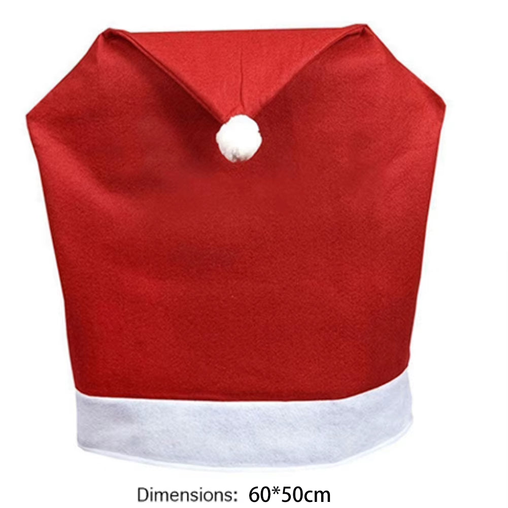 Festive Red Non-Woven Christmas Chair Covers - Perfect for Holiday Dining & Party Decor