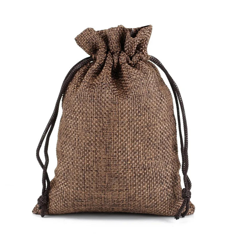 10-Pack Handmade Natural Burlap & Cotton Linen Drawstring Gift Bags - Perfect for Weddings, Christmas, Jewelry & More!