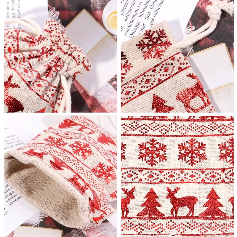 2023 Festive Burlap Drawstring Gift Bags - Perfect for Christmas Treats, Candy, and New Year Celebrations!
