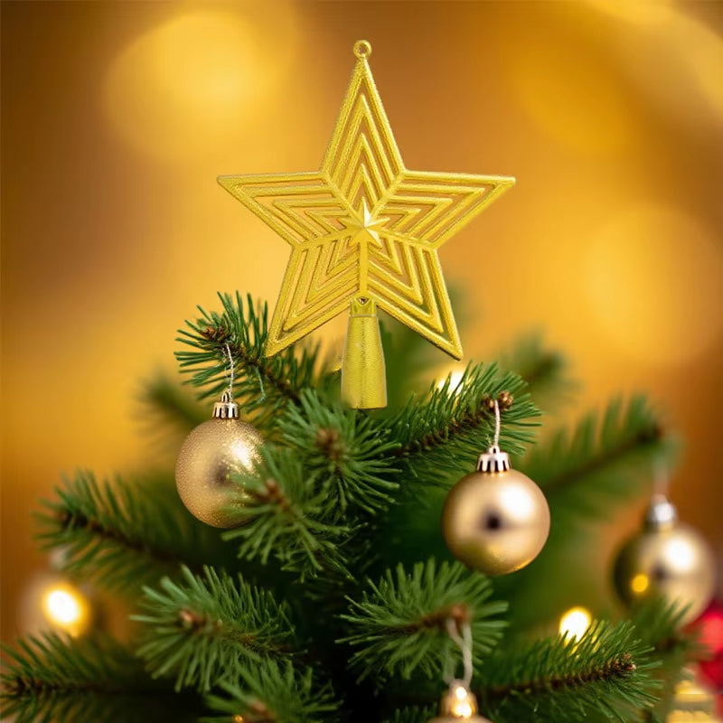 Dazzling Gold Multi-Layered Star Christmas Tree Topper - Shatterproof Holiday Ornament