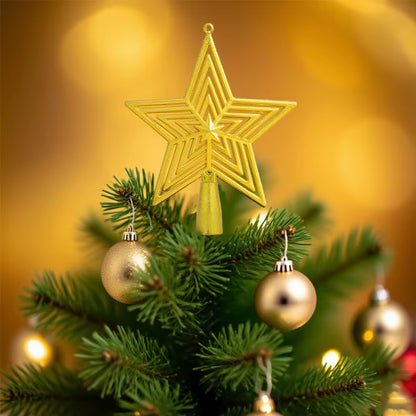 Dazzling Gold Multi-Layered Star Christmas Tree Topper - Shatterproof Holiday Ornament