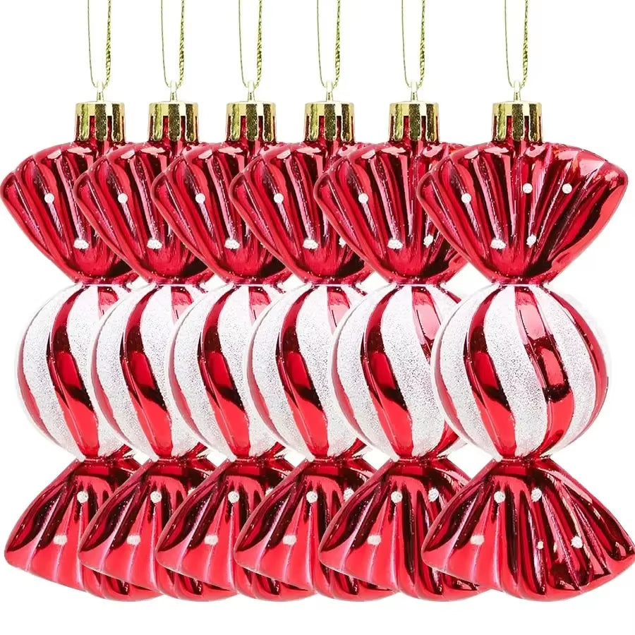 Festive 6-24PCS Christmas Lollipop Candy Cane Ornaments - Perfect for Tree Decorations & Holiday Party Gifts!