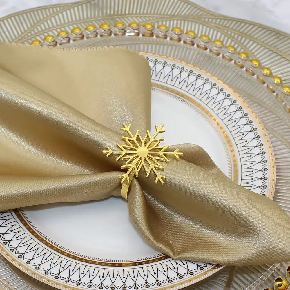 Elegant 6Pc Silver/Gold Snowflake Napkin Rings - Perfect for Christmas, New Year, Weddings, and Holiday Parties!