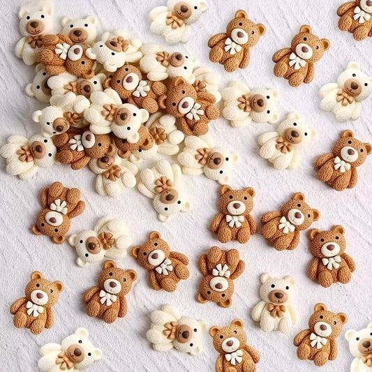 Adorable Cartoon Beige Coffee Bear Resin Cabochons - 10-100 Pcs for Phone Decor, Scrapbooking, DIY Crafts & Hair Bows!
