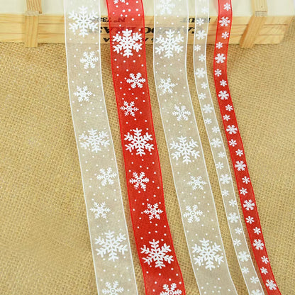 5M Christmas Satin Ribbons with Snowflake Pattern - Perfect for Gift Bows, DIY Crafts, and Holiday Decor