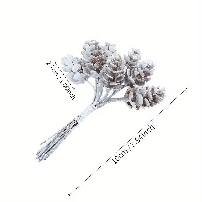 30PCS Christmas Mini Pine Cone & Holly Branch Picks - Perfect for DIY Wreaths, Garlands & Home Decor