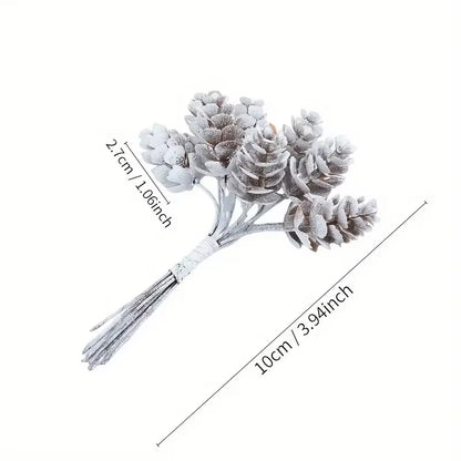 30PCS Christmas Mini Pine Cone & Holly Branch Picks - Perfect for DIY Wreaths, Garlands & Home Decor