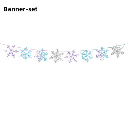 Festive Frozen Snowflake Party Supplies Set - Blue & Purple Tableware with Cups, Plates, Napkins, and Tablecloth for Christmas & Birthday Celebrations