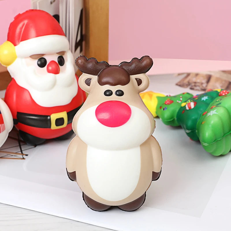 Festive Christmas Squishy Stress Reliever Toy - Santa Claus & Reindeer Slow Rebound Squeeze for Holiday Fun & Stocking Stuffers!