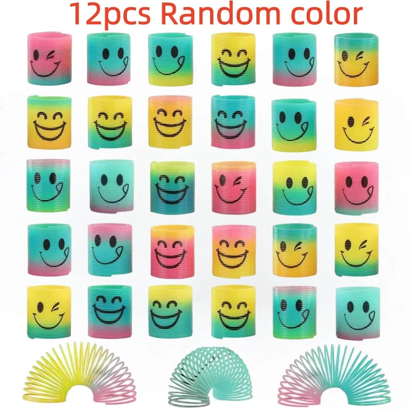 12PCS Mini Rainbow Magic Springs - Fun Flexible Toys for Kids' Birthday Party Favors, Pinata Fillers & Guest Giveaways