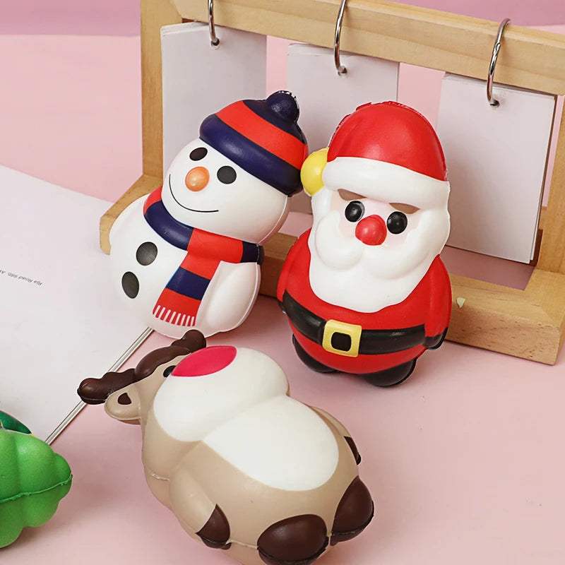 Festive Christmas Squishy Stress Reliever Toy - Santa Claus & Reindeer Slow Rebound Squeeze for Holiday Fun & Stocking Stuffers!