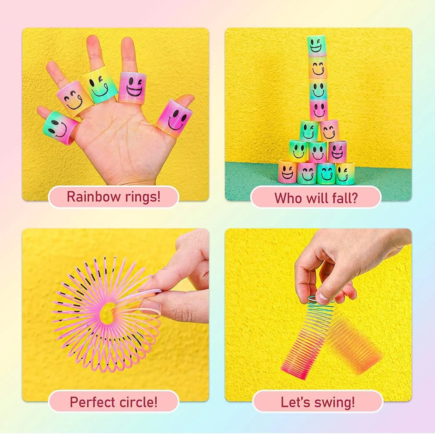 12PCS Mini Rainbow Magic Springs - Fun Flexible Toys for Kids' Birthday Party Favors, Pinata Fillers & Guest Giveaways