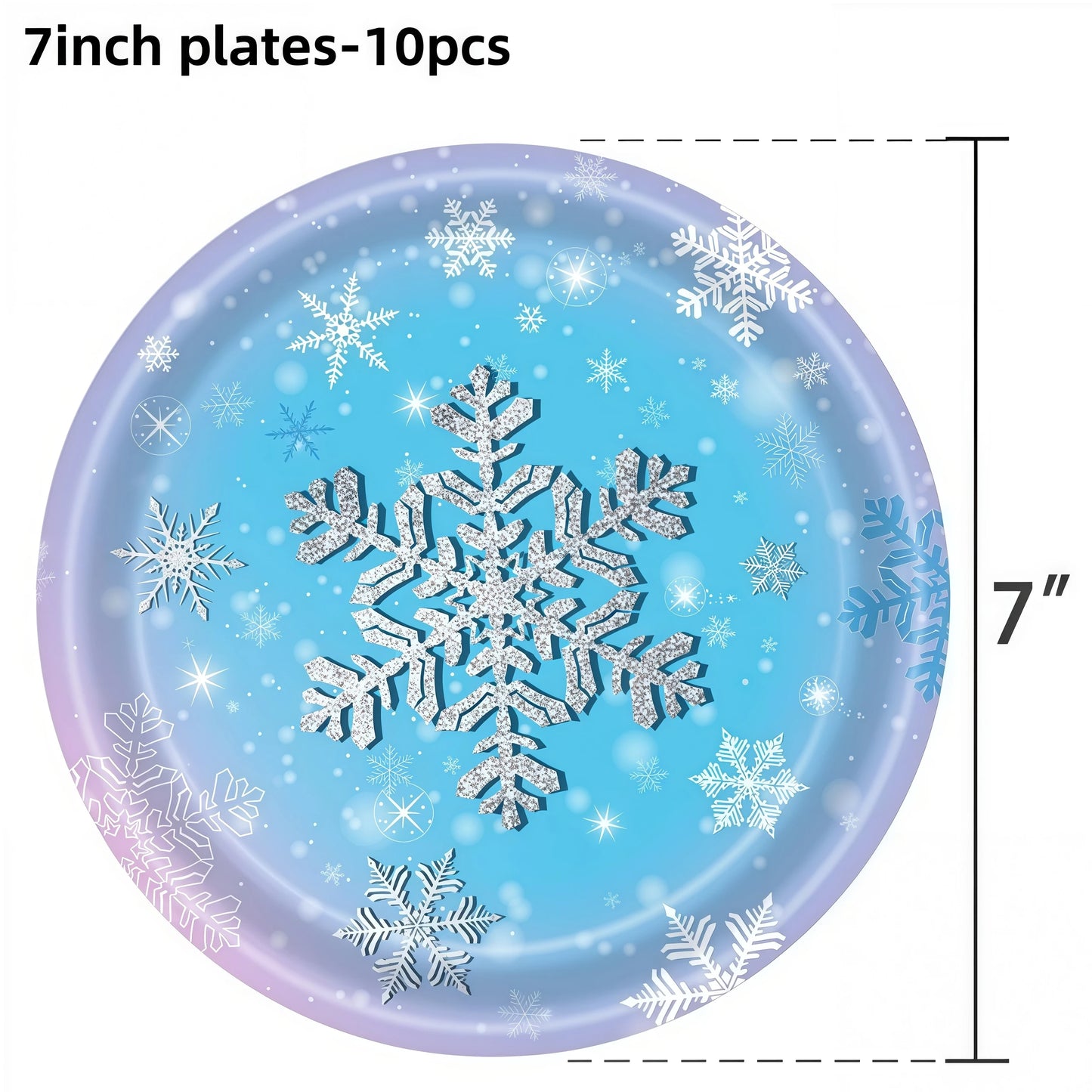 Festive Frozen Snowflake Party Supplies Set - Blue & Purple Tableware with Cups, Plates, Napkins, and Tablecloth for Christmas & Birthday Celebrations