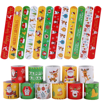 Festive 12/36PCS Christmas Slap Bracelets - Perfect Holiday Party Favors & Stocking Stuffers!