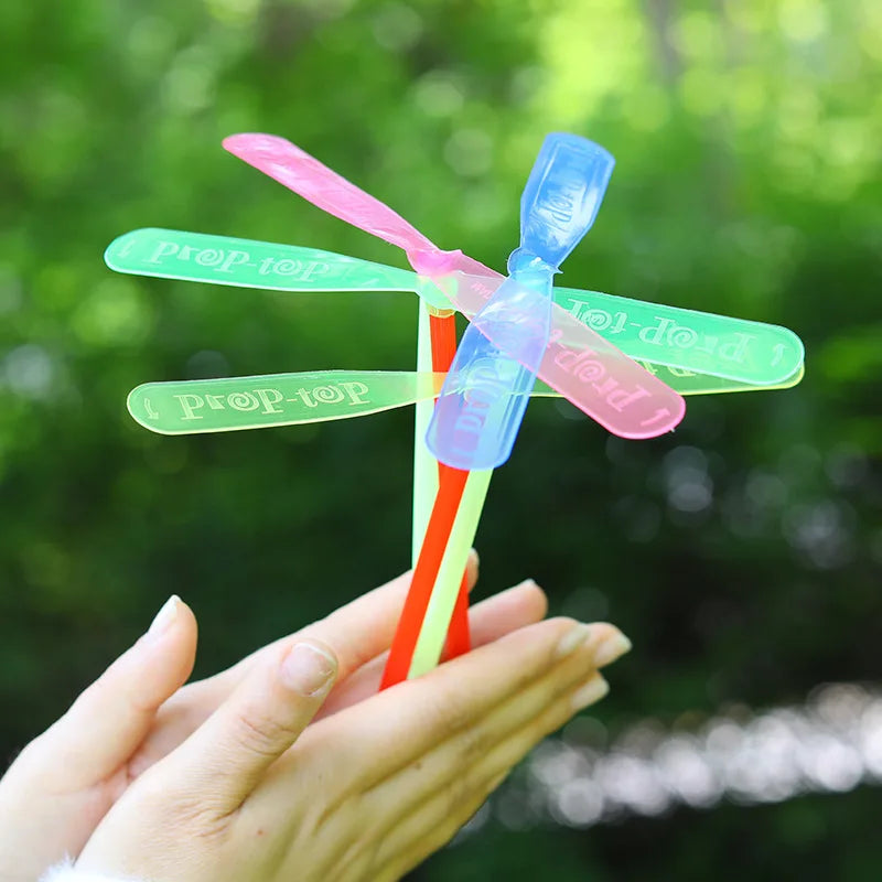 50-Pack Colorful Plastic Bamboo Dragonfly Flying Propellers - Perfect Outdoor Toy for Kids' Birthday Parties, Pinata Fillers, and Goodie Bags!