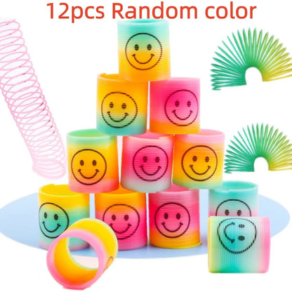12PCS Mini Rainbow Magic Springs - Fun Flexible Toys for Kids' Birthday Party Favors, Pinata Fillers & Guest Giveaways