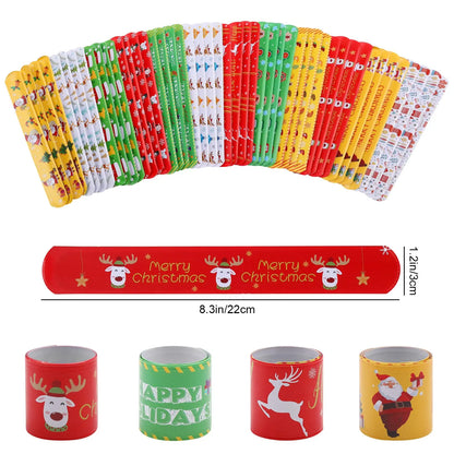 Festive 12/36PCS Christmas Slap Bracelets - Perfect Holiday Party Favors & Stocking Stuffers!