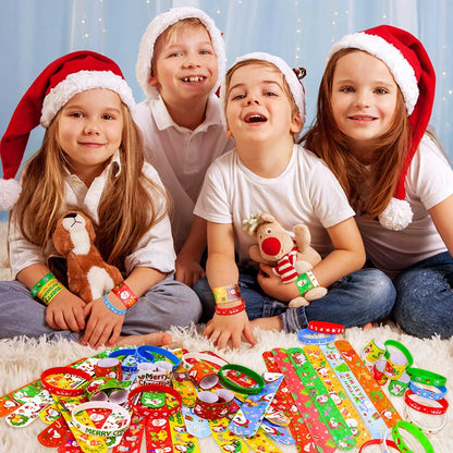 Festive 12/36PCS Christmas Slap Bracelets - Perfect Holiday Party Favors & Stocking Stuffers!