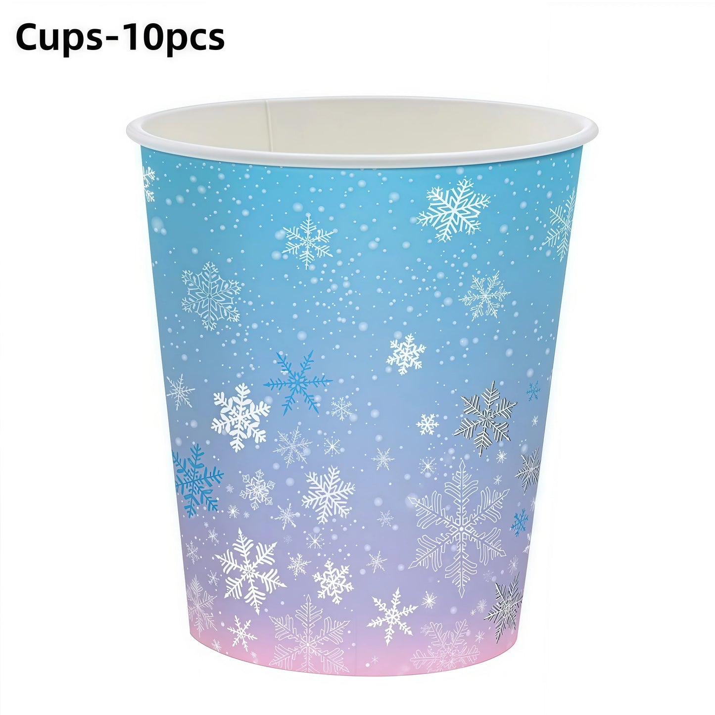 Festive Frozen Snowflake Party Supplies Set - Blue & Purple Tableware with Cups, Plates, Napkins, and Tablecloth for Christmas & Birthday Celebrations