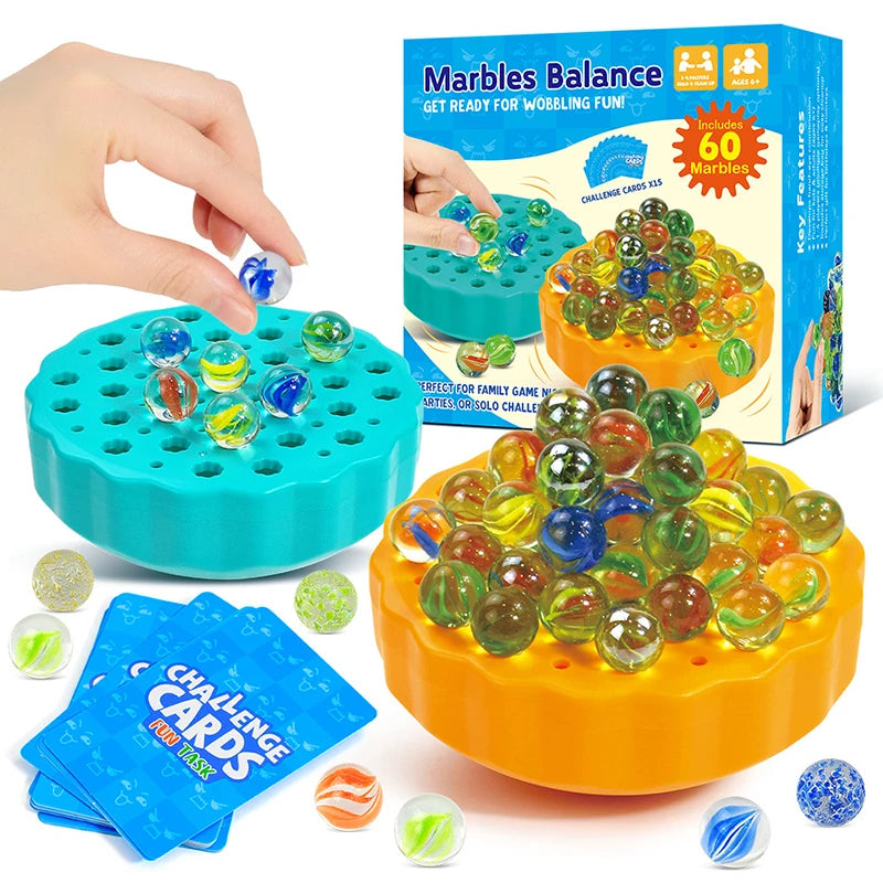 Kid's Marble Balance Board Game - Fun Wobble Stacking Challenge for Social and Logical Thinking!