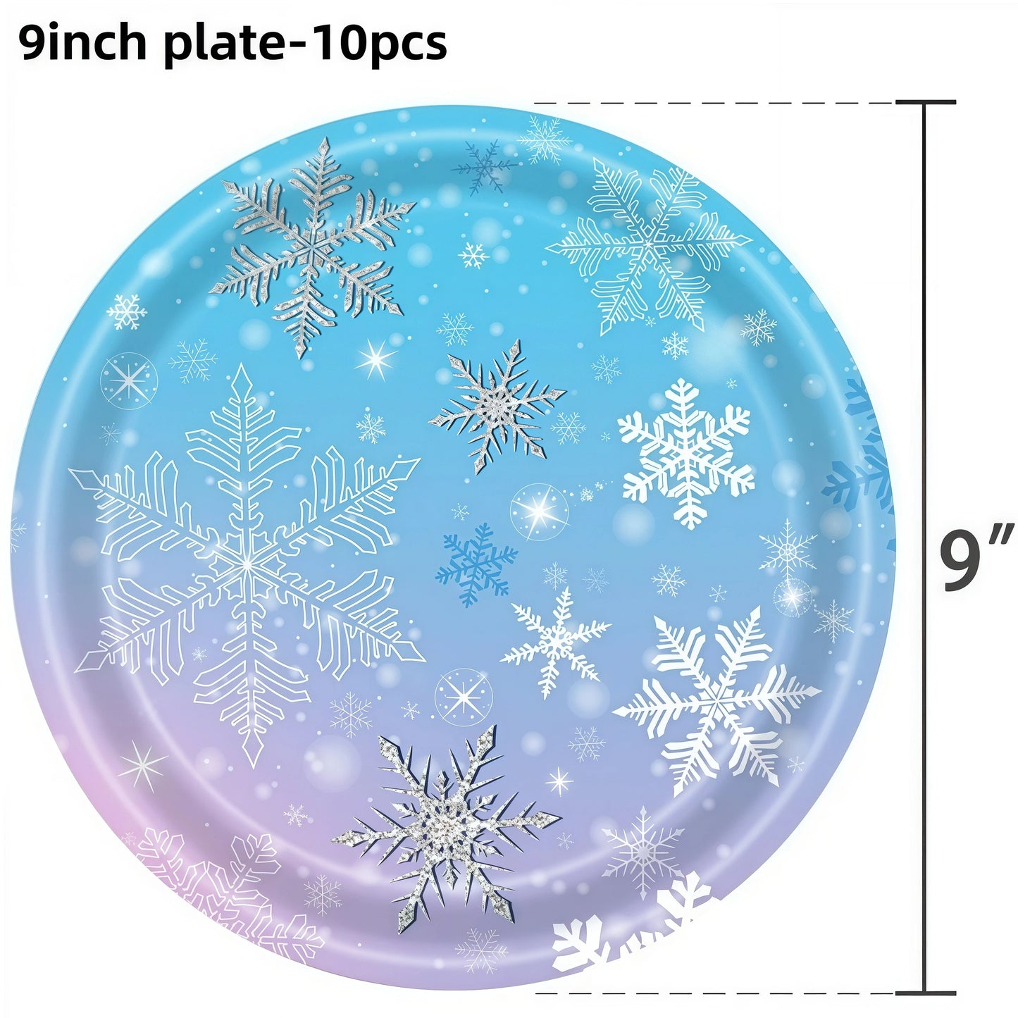 Festive Frozen Snowflake Party Supplies Set - Blue & Purple Tableware with Cups, Plates, Napkins, and Tablecloth for Christmas & Birthday Celebrations