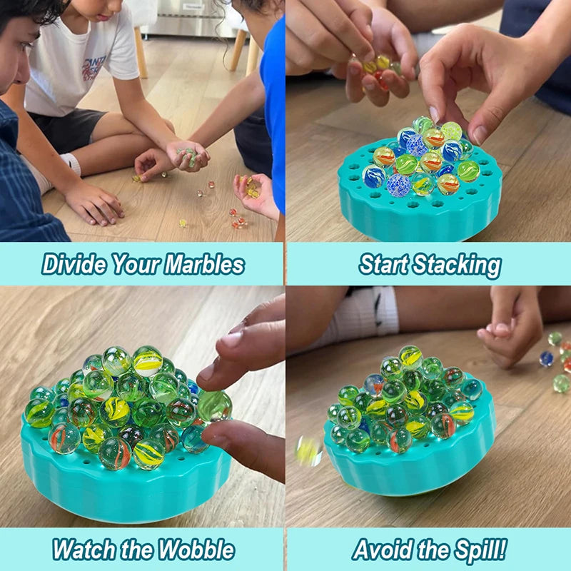 Kid's Marble Balance Board Game - Fun Wobble Stacking Challenge for Social and Logical Thinking!