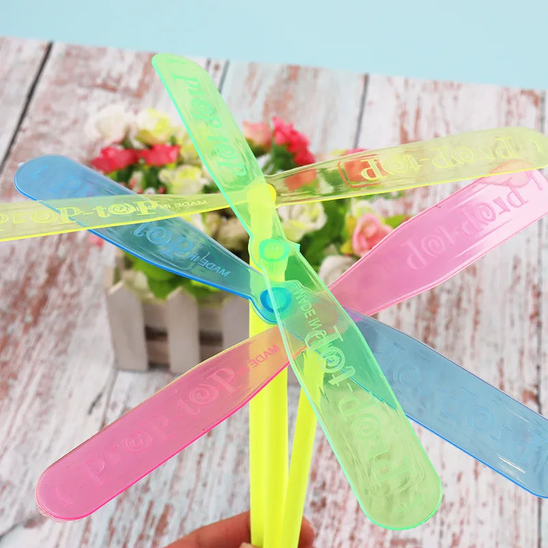 50-Pack Colorful Plastic Bamboo Dragonfly Flying Propellers - Perfect Outdoor Toy for Kids' Birthday Parties, Pinata Fillers, and Goodie Bags!