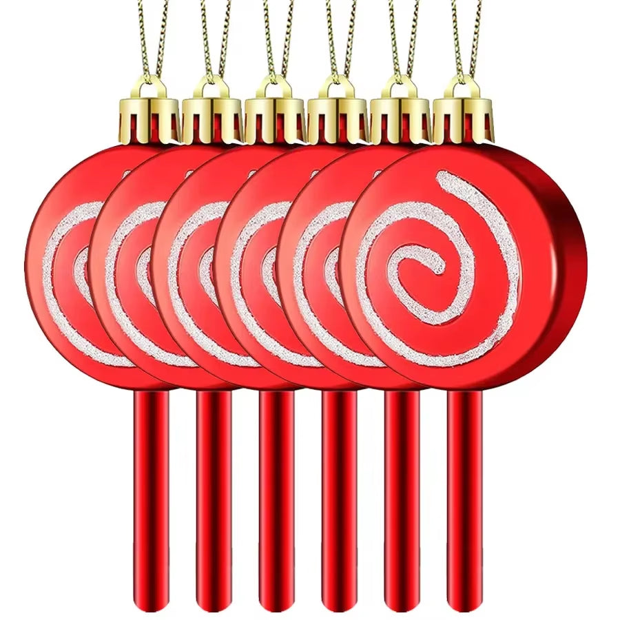 Festive 6-24PCS Christmas Lollipop Candy Cane Ornaments - Perfect for Tree Decorations & Holiday Party Gifts!