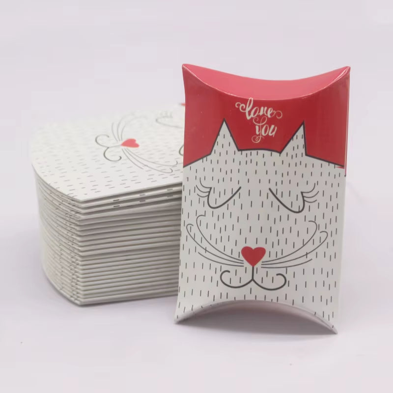 10 Pcs Large DIY Handmade Pillow Boxes with Windows - Elegant White/Leather Gift Packaging for Christmas and Special Occasions