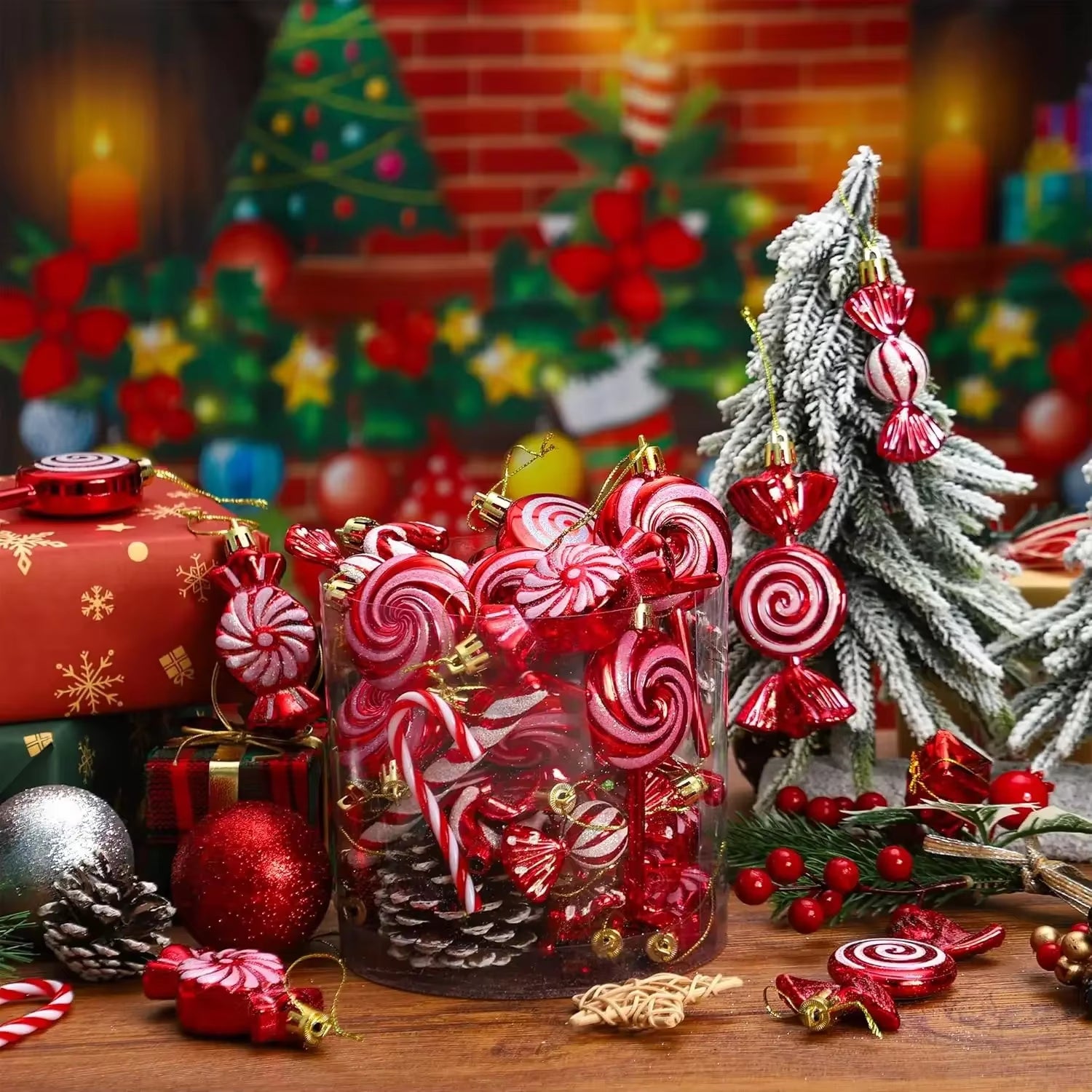 Festive 6-24PCS Christmas Lollipop Candy Cane Ornaments - Perfect for Tree Decorations & Holiday Party Gifts!