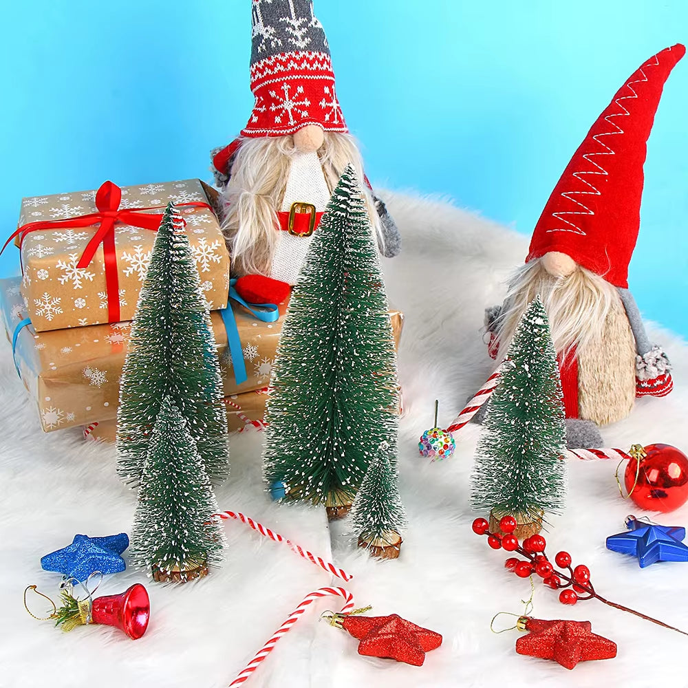 Charming 10-30CM Christmas Pine Tree with Wooden Base - Perfect Holiday Decor for Home, Parties, and New Year Celebrations!