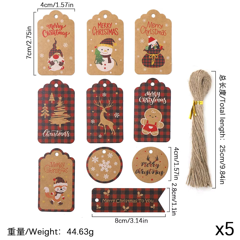 50Pcs Santa Claus Paper Card Christmas Tree Ornaments - Festive Hanging Decorations for Home Decor & DIY Party Supplies