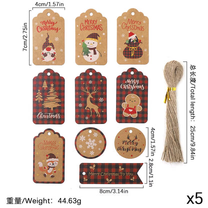 50Pcs Santa Claus Paper Card Christmas Tree Ornaments - Festive Hanging Decorations for Home Decor & DIY Party Supplies