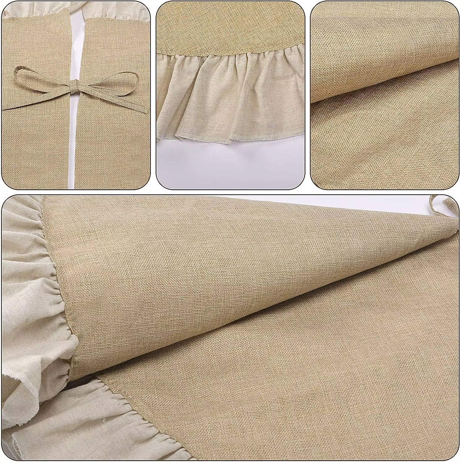 Rustic Burlap Christmas Tree Skirt - 90/120Cm Farmhouse Jute Decor for Fall and Thanksgiving