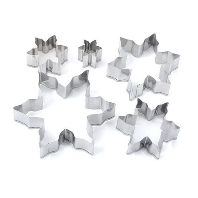 5-Piece Stainless Steel Snowflake Cookie Cutter Set - Perfect for Christmas Baking and Fondant Decorating!