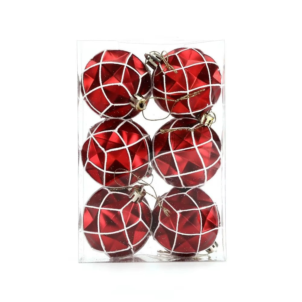 6-Piece 6cm Colorful Plastic Christmas Ball Set - Festive Tree Ornaments for a Joyful Holiday Atmosphere