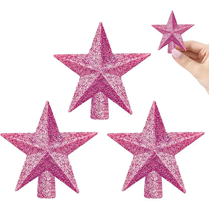 Glittering Star Christmas Tree Ornaments - 3 Pack Festive Decor for a Merry Navidad!