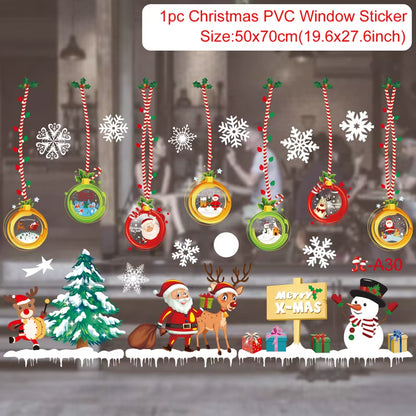 Merry Christmas Window Stickers - Festive Decorations for Home & Kids Room - New Year 2026 Wall Stickers