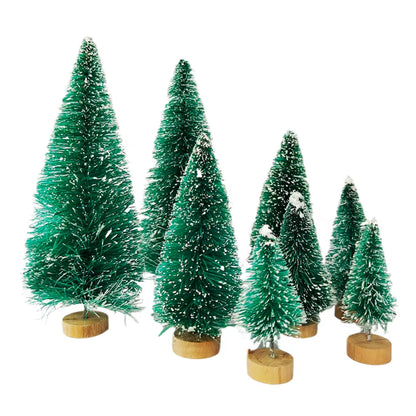 Mini Christmas Trees Set - 5/8 Pcs Small Artificial Cedar Pine Sisal Tabletop Decorations for Merry Christmas Parties