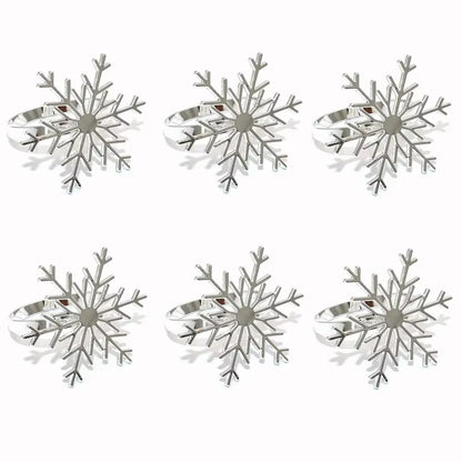 Elegant 6Pc Silver/Gold Snowflake Napkin Rings - Perfect for Christmas, New Year, Weddings, and Holiday Parties!