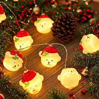 Magical 10/20 LED Fairy Lights with Adorable Bear, Joker, and Snowman Designs - Battery-Powered Christmas Tree String Lights for Enchanting Indoor Holiday Decor