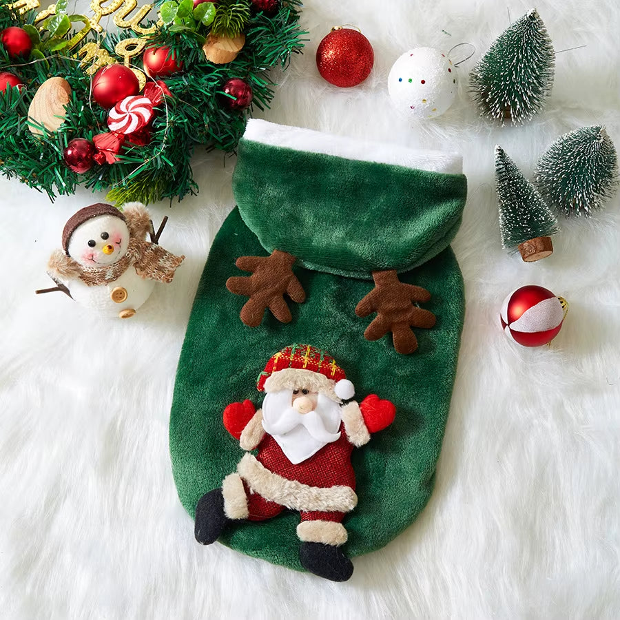 Cozy Christmas Hoodies for Dogs and Cats - Flannel Pet Clothes for Small to Medium Pets