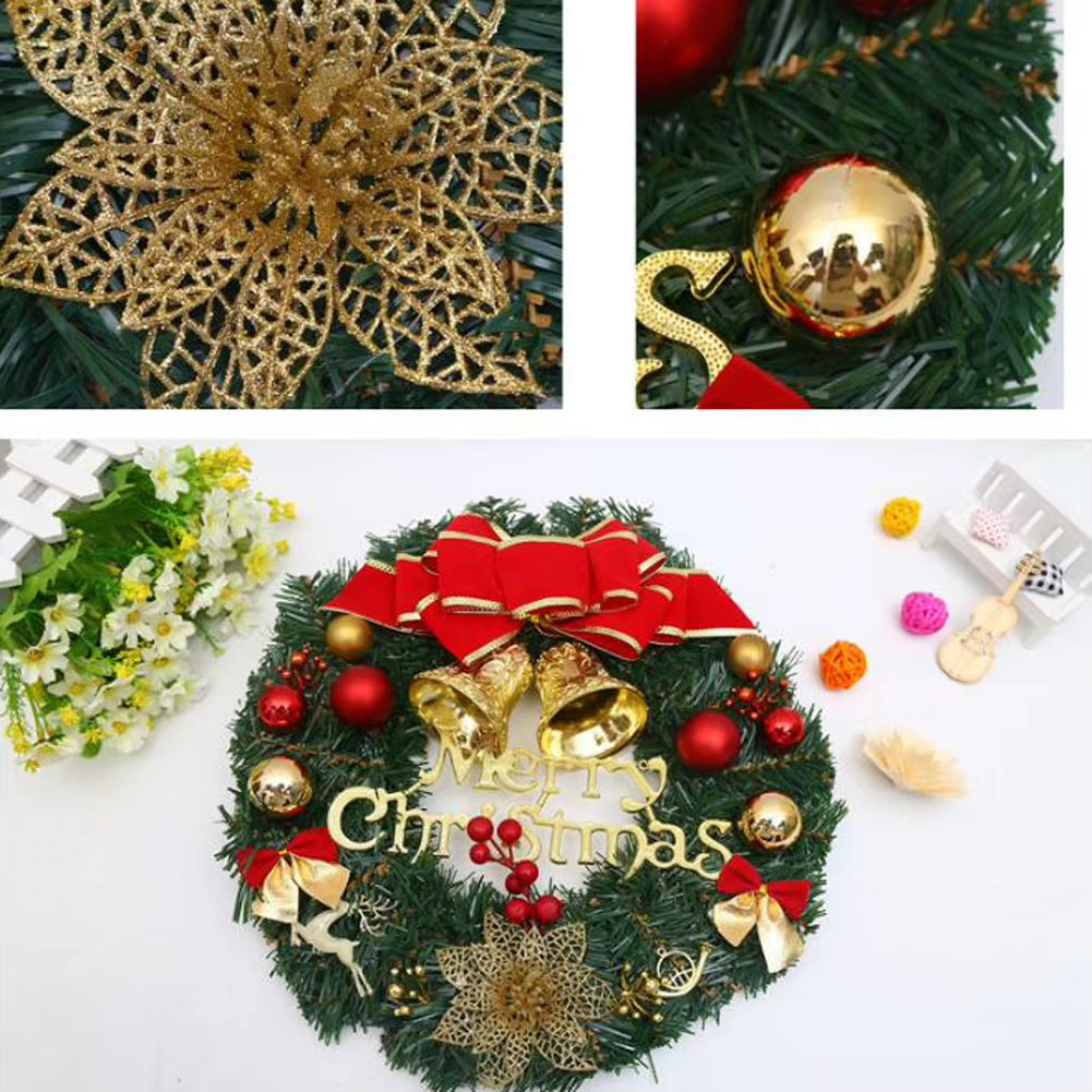Festive Christmas Wreath for Front Door - Elegant Winter Decor with Flowers and Pine Cones for Holiday Celebrations