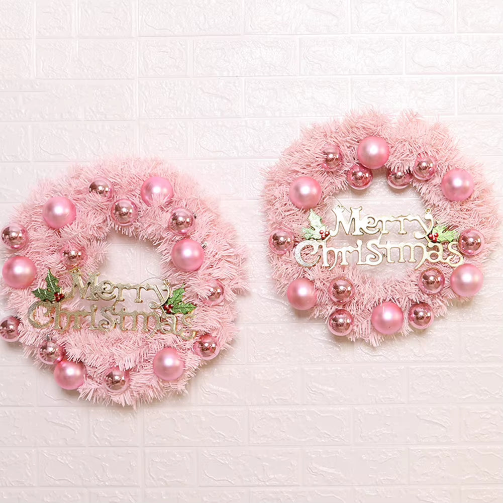 Stunning 30Cm Pink Rose Gold Christmas Wreath - Festive Door & Window Garland Decoration
